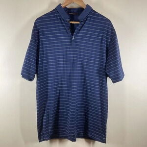 Nike Tiger Woods Collection Dry Fit Golf Polo Men's Size L Blue Striped Collared
